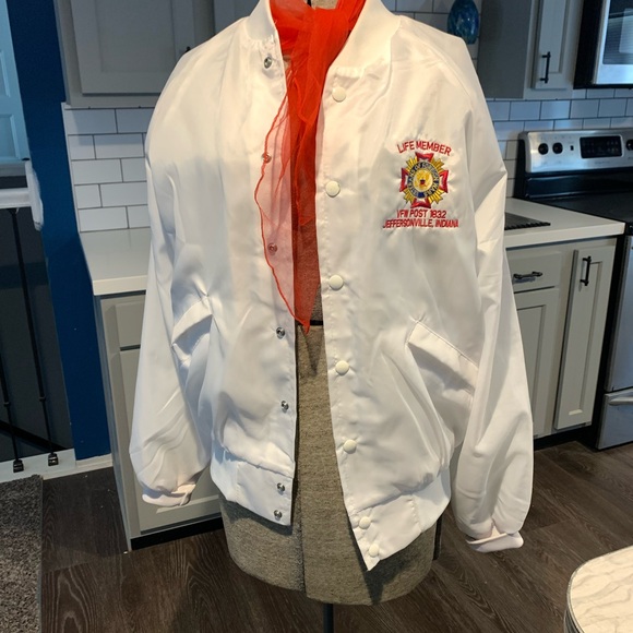 Vintage VFW satin snap jacket double sided King Louie Made in USA Medium Indiana - Picture 3 of 12